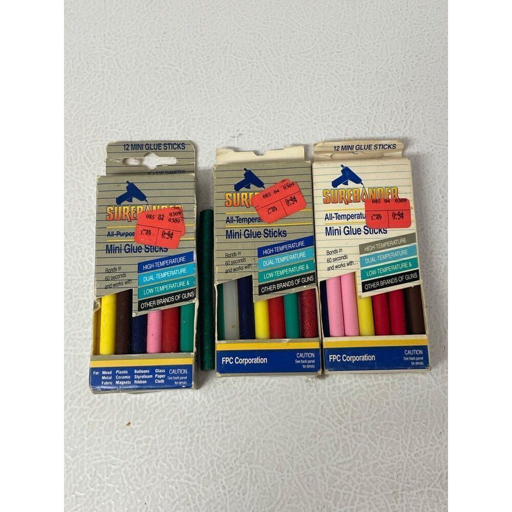 Vintage Surebonder All-Temperature Mini Glue Sticks Multi Color Variety Pack For